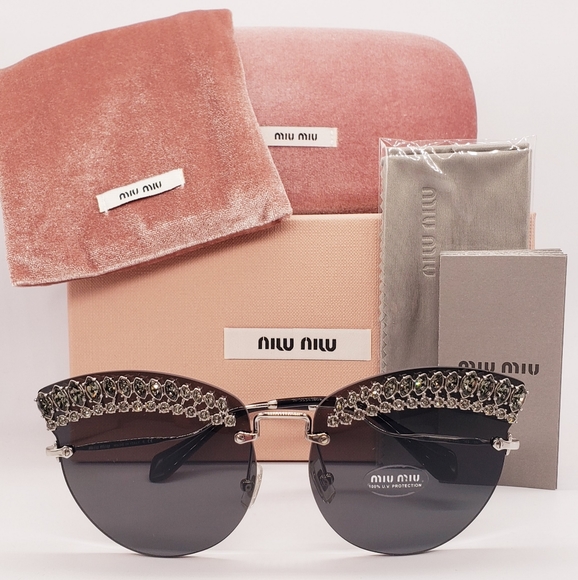 Miu Miu Accessories - MIU MIU Crystal Trim Cat Eye Sunglasses